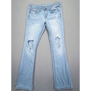 Mudd Bootcut Jeans‎ Womens 9 Good Light Wash Distressed Ripped Knee Y2K Style